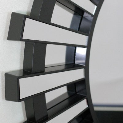  Northlight 25.5" Black Sunburst Round Wall Mounted Mirror
