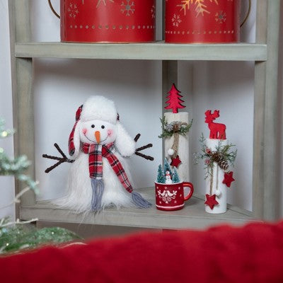  Northlight Snowman In Plaid Trapper Hat And Scarf Christmas Decoration - 10.25"