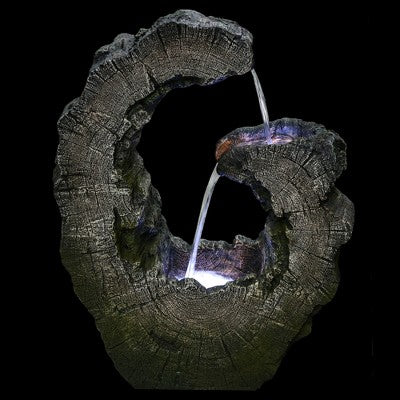  Northlight 26" Lighted Tree Trunk Waterfall Outdoor Garden Water Fountain