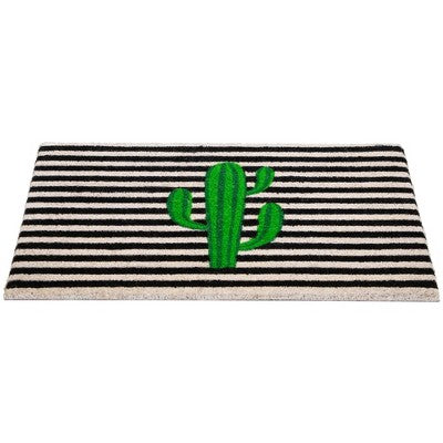 Northlight Green Cactus Striped Natural Coir Outdoor Doormat 18" X 30"