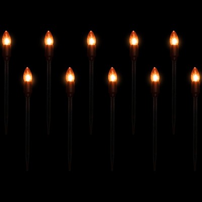  Northlight C9 Halloween Pathway Markers - Orange - 8.75' Black Wire - Set Of 10