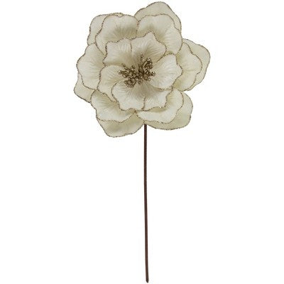  Northlight 24" Glittered Cream Magnolia Christmas Stem Spray