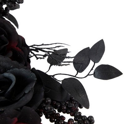  Northlight Burgundy And Black Roses With Spiders Halloween Wreath, 24-Inch, Unlit