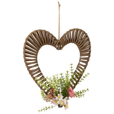 Northlight Wrapped Floral Heart Spring Decoration - 12"