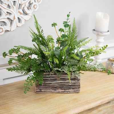  Northlight Wooden Log And Twig Flower Box Planters - 11.75" - Set Of 2