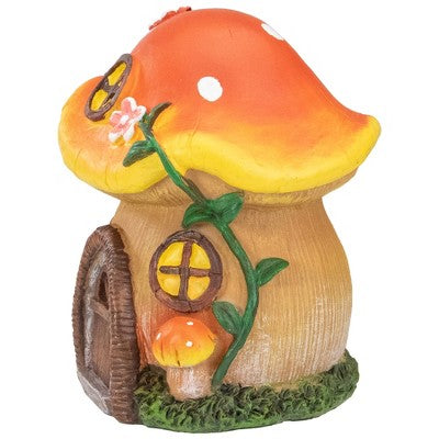  Northlight 6.25" Orange Mushroom House Outdoor Garden Statue