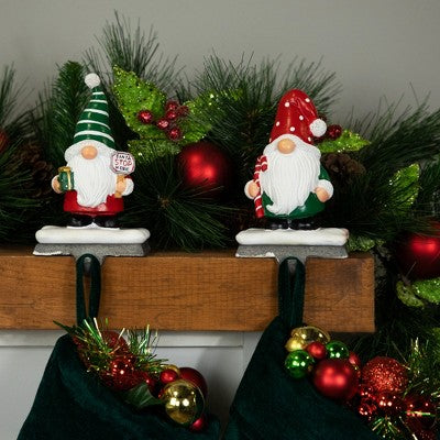  Northlight Santa Gnomes Christmas Stocking Holders - 6.25" - Set Of 2