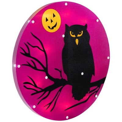  Northlight Lighted Owl And Jack O' Lantern Halloween Window Decoration - 13.75"
