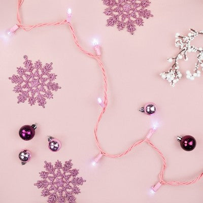  Northlight 100-Count Pure White LED Wide Angle Christmas Lights, 33ft Pink Wire