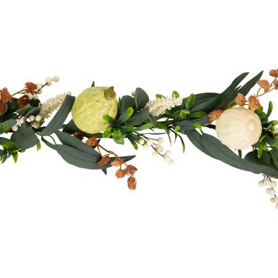  Northlight 5' X 6" Green Gourds And Foliage Artificial Fall Harvest Garland - Unlit