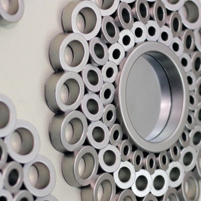  Northlight Set Of 3 Round Gray Cascading Angular Orbs Mirrors 10"