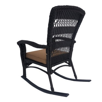  Northlight 42" Dark Brown Resin Wicker Rocker Chair With Cushion