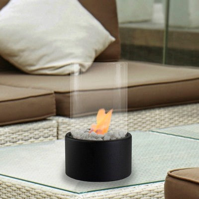  Northlight 10.5" Bio Ethanol Round Portable Tabletop Fireplace With Black Base