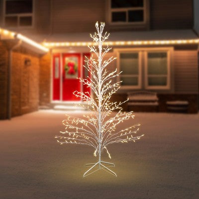  Northlight 6' Prelit Artificial Christmas Tree White Lighted Cascade Twig Outdoor Decoration - Clear Lights