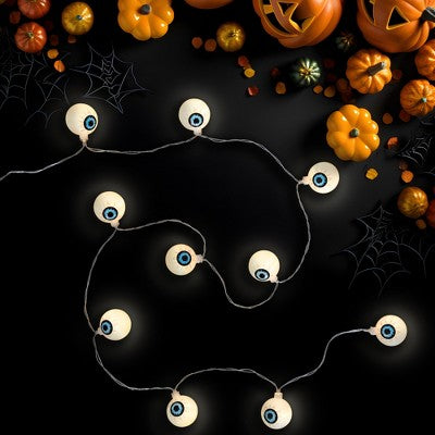  Northlight LED Bloodshot Eyeball Halloween Lights - 4.5' Clear Wire - Warm White Lights - 10ct