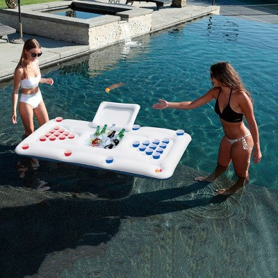  Northlight 76.5" Inflatable Floating Swimming Pool Pong Game With Built In Cooler