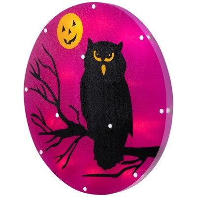  Northlight Lighted Owl And Jack O' Lantern Halloween Window Decoration - 13.75"