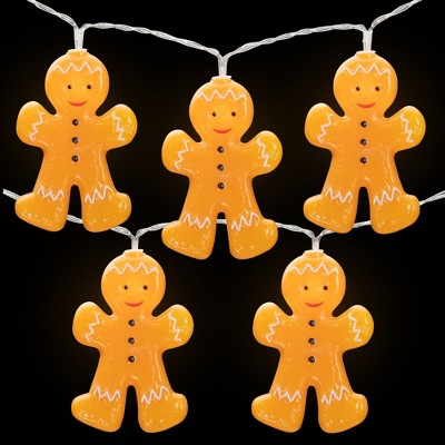  Northlight 10-Count LED Orange Gingerbread Men Christmas Fairy Lights, 4ft, Copper Wire