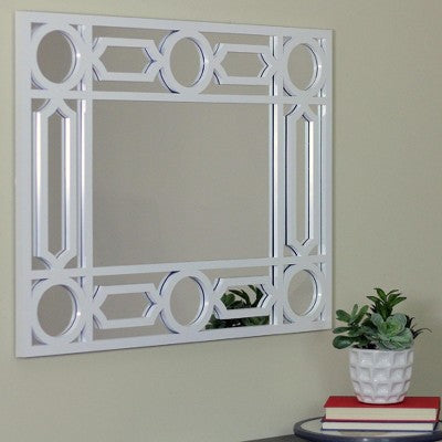  Northlight 29.5" White Framed Geometric Openwork Rectangular Wall Mirror