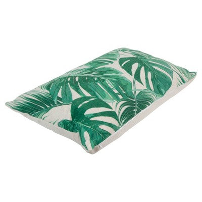  Northlight 11" X 19" Rectangular Tropical Leaves Linen Indoor Throw Pillow - Green