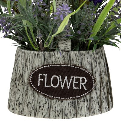  Northlight Lavender Bouquet In "Flower" Spring Basket With Handle - 12"