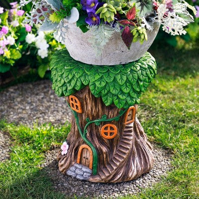  Northlight Fairy Tree Stump Outdoor Garden Plant Stand - 13.75"