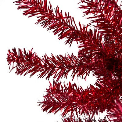  Northlight 6' Metallic Red Tinsel Artificial Christmas Tree - Unlit