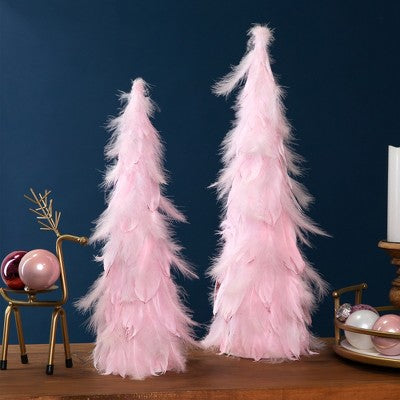 Northlight Glittered Layered Feather Cone Tree Christmas Decoration - 19.5" - Pink