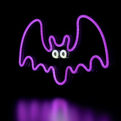  Northlight LED Bat Neon Lighted Halloween Wall Or Window Decoration - 15" - Purple