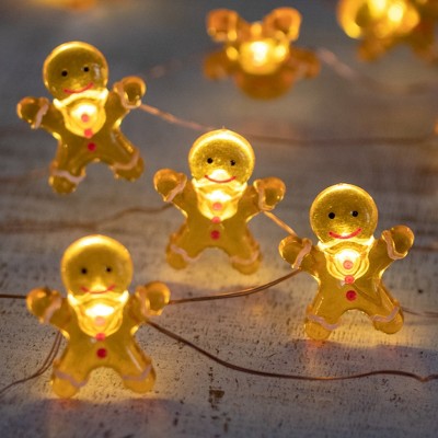  Northlight 20-Count LED Mini Gingerbread Men Christmas Fairy Lights, 6.5 Ft Silver Wire