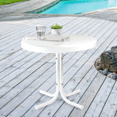  Northlight 22" Outdoor Retro Tulip Side Table, White