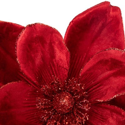  Northlight 20" Glittered Red Velvet Magnolia Christmas Stem Spray