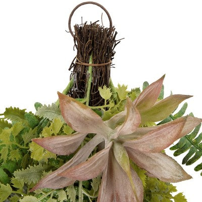  Northlight Fern And Succulents Artificial Spring Teardrop Swag - 28"