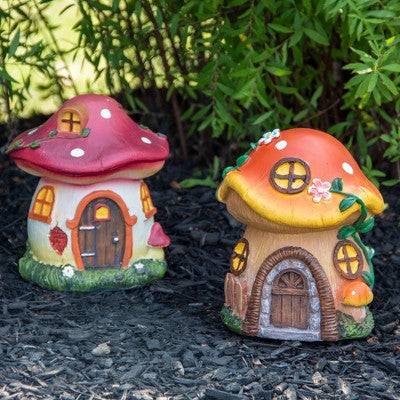 Northlight 6.25" Orange Mushroom House Outdoor Garden Statue