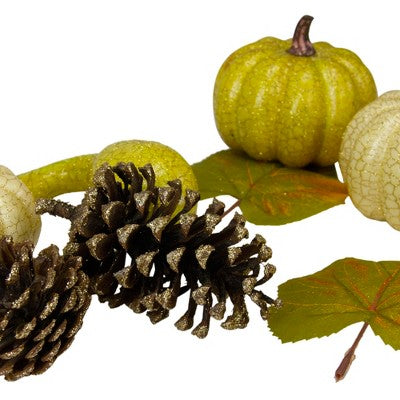  Northlight Set Of 12 Crackled And Glittered Fall Pumpkin, Gourd, Berry, Pine Cone Decoration Set