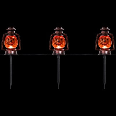  Northlight 16.5" Halloween Flickering Pumpkin Lantern Pathway Markers 3ct - Orange/Black
