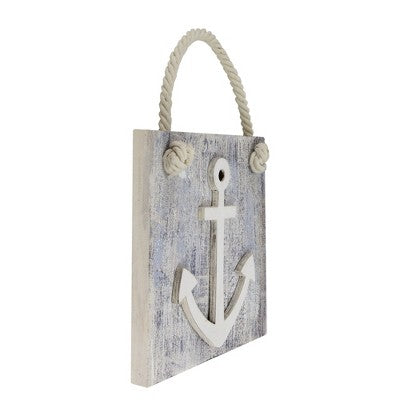 Northlight 7.25” Blue And White Cape Cod Inspired Anchor Wall Hanging Plaque