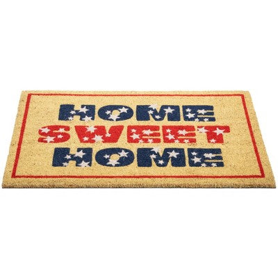  Northlight Red And Blue Americana Home Sweet Home Coir Outdoor Doormat 18" X 30"