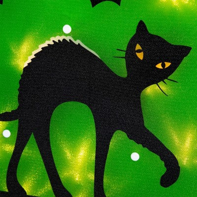  Northlight Lighted Black Cat With Bats Halloween Window Decoration - 13.75"