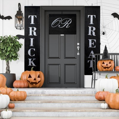  Northlight Trick Or Treat Outdoor Halloween Banners - 19.25" - Black And White - Set Of 3