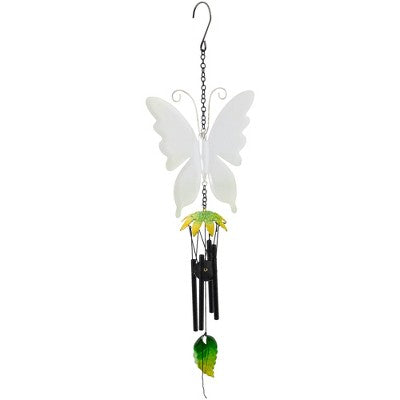  Northlight 15.75" Green Metal Butterfly Outdoor Garden Windchime
