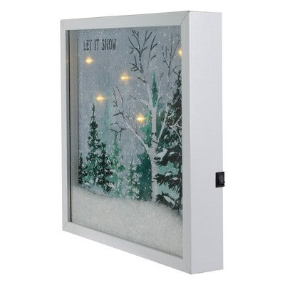  Northlight LED Lighted Let It Snow Winter Forest Christmas Canvas Wall Art 10" X 10"