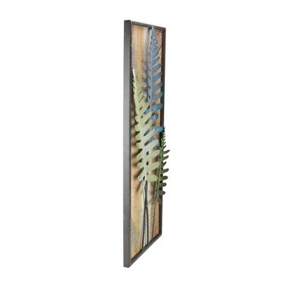  Northlight 29.25" Blue And Gray Distressed Framed Metal Fern Picture