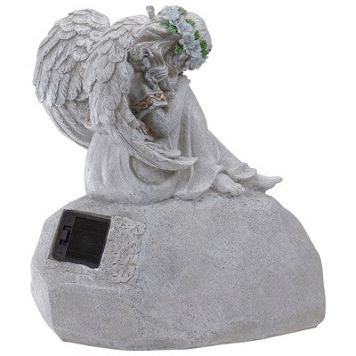  Northlight 9.25" Gray Solar Powered "Welcome To Our Garden" Angel Outdoor Garden Statue