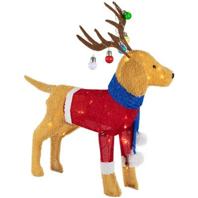  Northlight 36.5" LED Lighted Dog Wearing Antlers Christmas Outdoor Yard Decoration