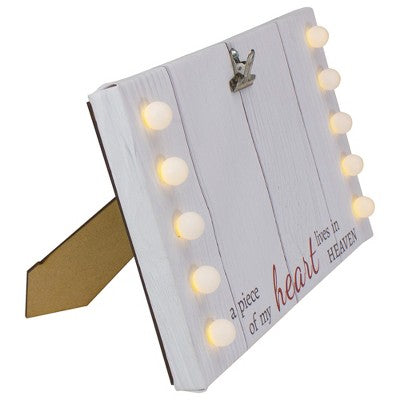  Northlight LED Lighted "My Heart Lives In Heaven" Canvas With Photo Clip 10.25"