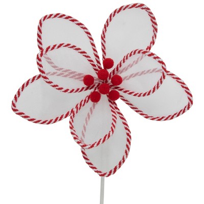  Northlight 22" Candy Cane Poinsettia Christmas Stem Spray