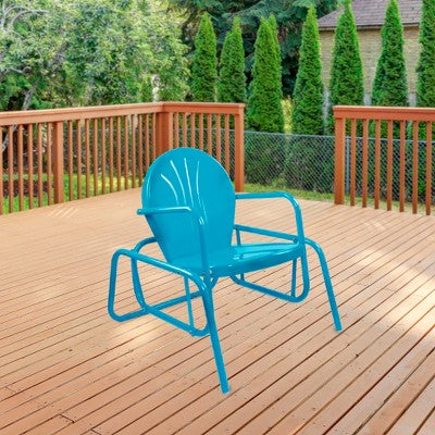  Northlight Outdoor Retro Metal Tulip Glider Patio Chair, Sky Blue