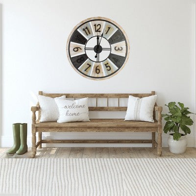  Northlight 28" Multi-Tonal Whitewashed Round Wall Clock