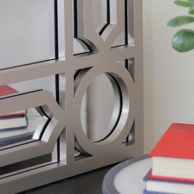  Northlight 29.5" Gray Framed Geometric Design Rectangular Wall Mirror